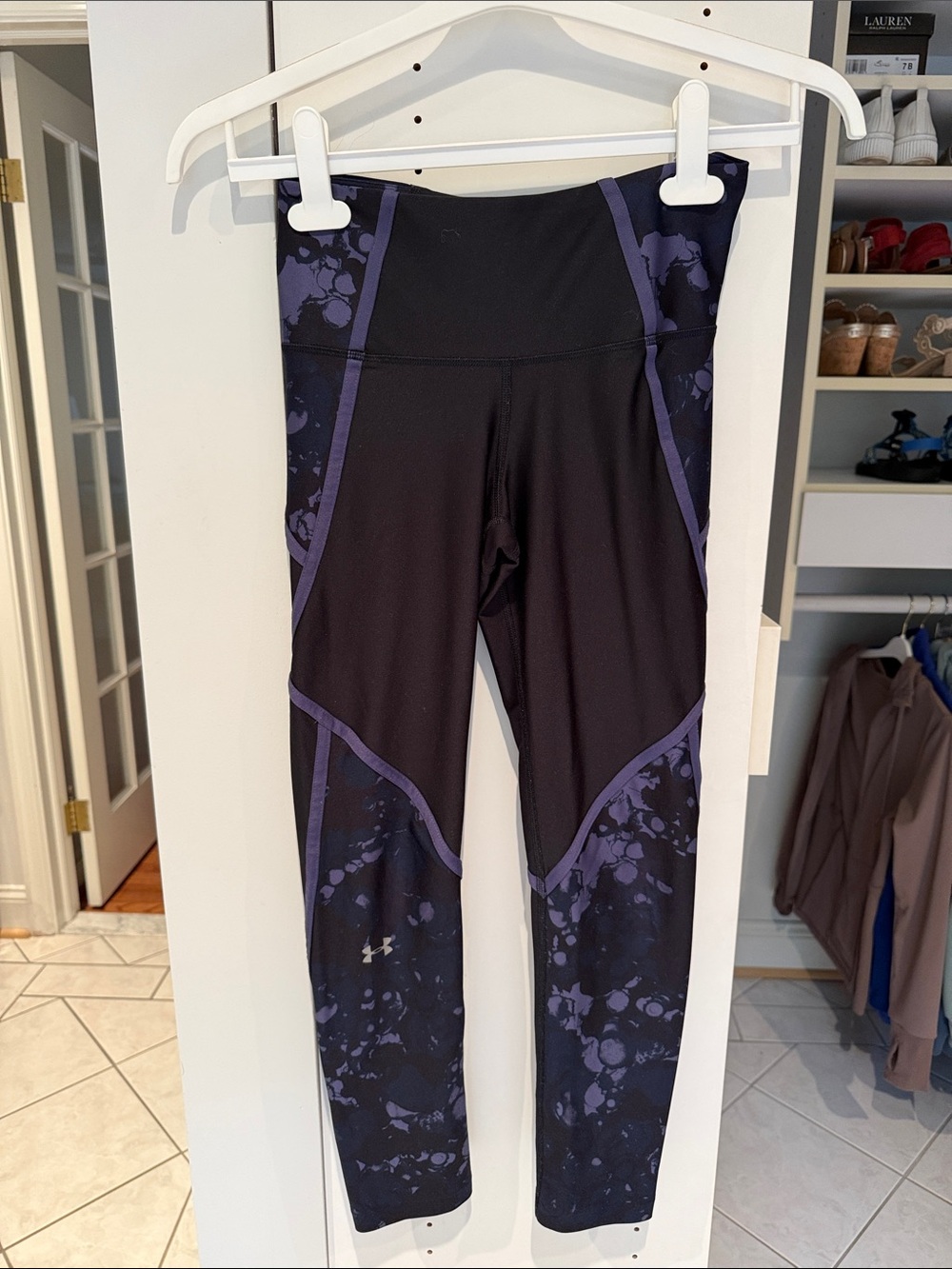 Under Armour Black and Purple Patterned Performance Leggings